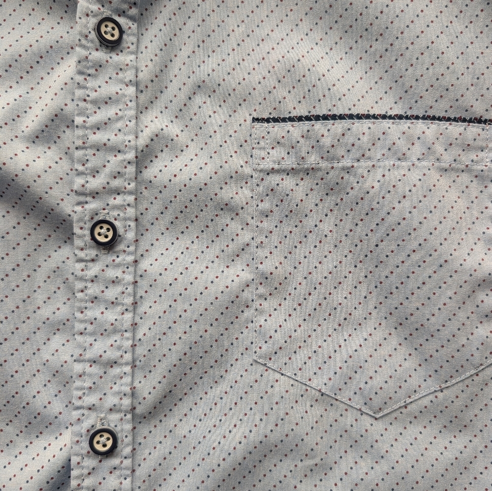 Craft + Flow Men's Dot Print Button Up Long Sleeeve Shirt Light Blue Size Small - Picture 4 of 5
